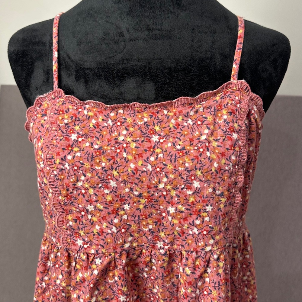 Aeropostale Babydoll Dress S Pink Floral Scalloped Trim Cottagecore Boho - Picture 9 of 16
